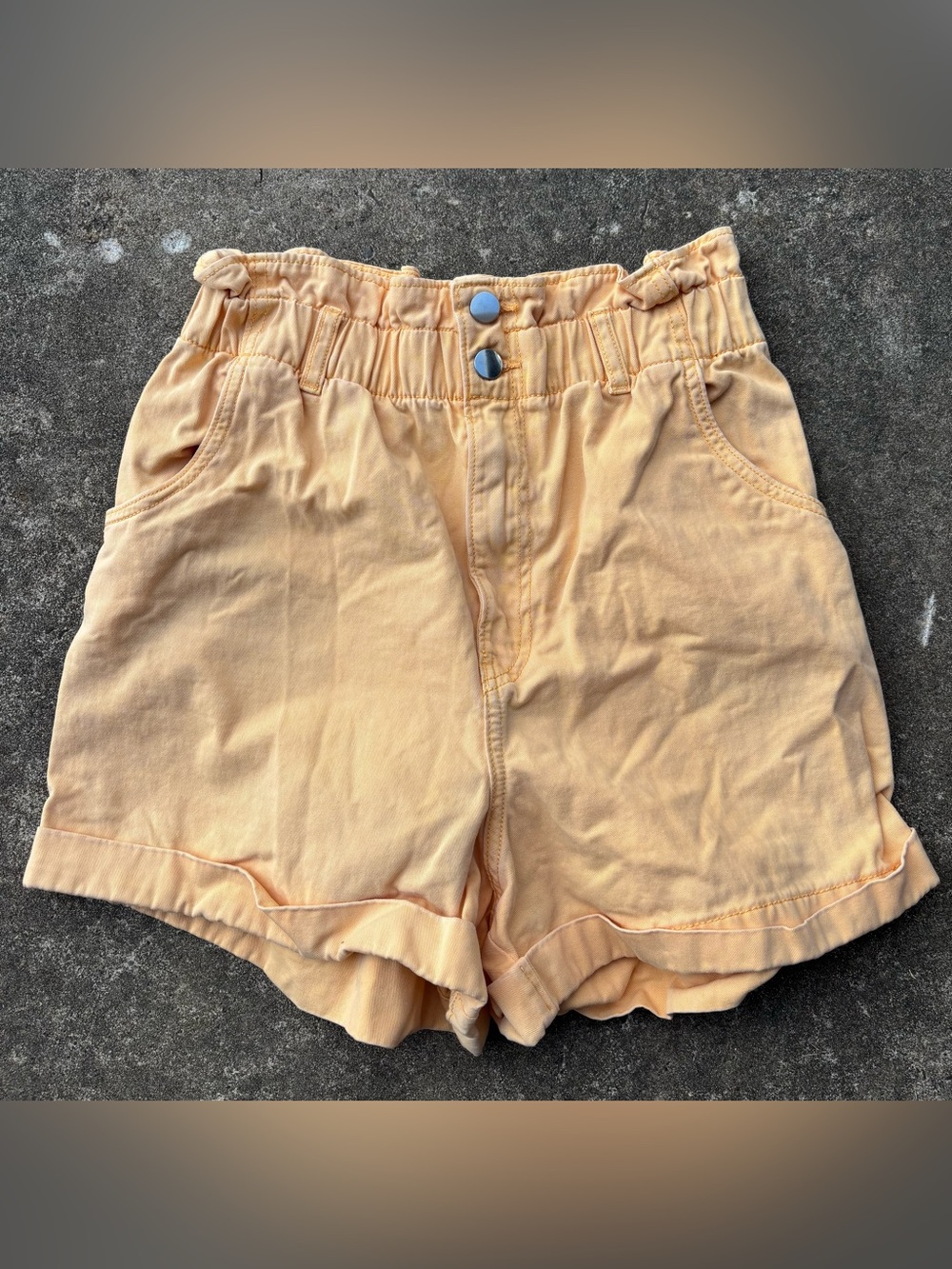 H&M Peach High-Waist Paperbag Shorts
